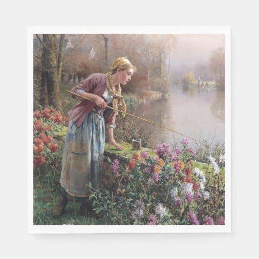 ガールフランスの魚釣りインブリタニー スタンダードランチョンナプキン (正面)