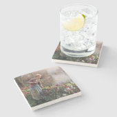 ガールフランスの魚釣りインブリタニー ストーンコースター (横)