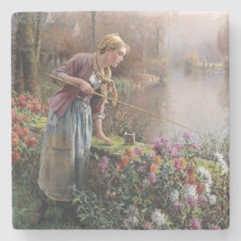 ガールフランスの魚釣りインブリタニー ストーンコースター