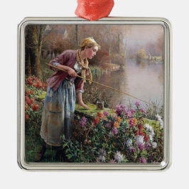 ガールフランスの魚釣りインブリタニー メタルオーナメント