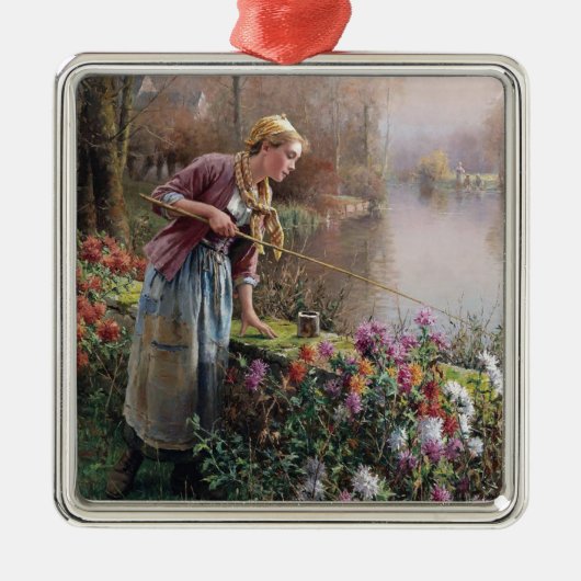 ガールフランスの魚釣りインブリタニー メタルオーナメント (正面)