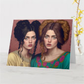 ガールフレンズフレンドヘアスタイルおもしろい誕生日カード カード (黄色い花)