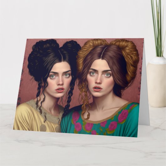 ガールフレンズフレンドヘアスタイルおもしろい誕生日カード カード (正面)