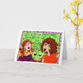 ガールフレンズワインハッピーアワーホローイングイラストレーション カード (黄色い花)