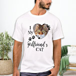 ガールフレンドおもしろいの猫のかわいいペットの写真が大好き Tシャツ<br><div class="desc">本当は誰が好きなの？ガールフレンドか彼女の猫！この与え猫好きシャツで今日のバレンタインの彼氏への完璧なギフトおもしろい!猫ママと猫猫好きのパパが必要だ！ガールフレンドが大好きシャツ引用文「ガールフレンドの猫が好き」のおもしろいひねり…猫の写真でパーソナライズお気に入りのする。COPYRIGHT © 2020 Judy Burrows,  Black Dog Art - All Rights Reserved.Love おもしろい My Giral's Catのハートカスタム写真Tシャツ</div>