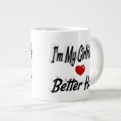 ガールフレンドおもしろい引用文ブラック文字 ジャンボコーヒーマグカップ (正面右)