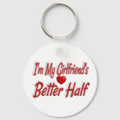 ガールフレンドおもしろい引用文レッド文字 キーホルダー (裏面)