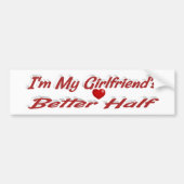 ガールフレンドおもしろい引用文レッド文字 バンパーステッカー (正面)