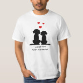 ガールフレンドかわいいドッグカップルのバレンタイン Tシャツ (正面)