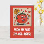 ガールフレンドかわいい記念日トマトパン漫画 カード (黄色い花)