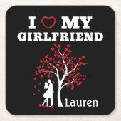ガールフレンドが大好き スクエアペーパーコースター (正面)