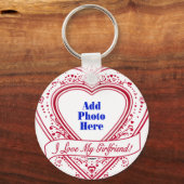 ガールフレンドが大好き！フォト赤いハート キーホルダー (正面)