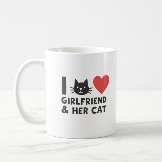 ガールフレンドと彼女の猫が大好き» Cat Head Mug Des コーヒーマグカップ (左)