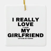 ガールフレンドに魚釣り セラミックオーナメント (正面)