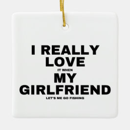 ガールフレンドに魚釣り セラミックオーナメント