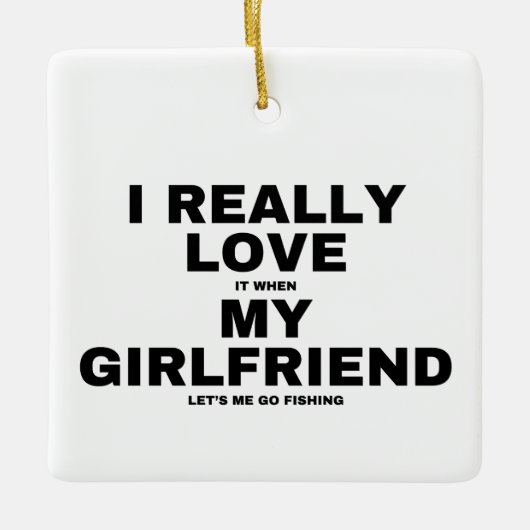 ガールフレンドに魚釣り セラミックオーナメント (正面)