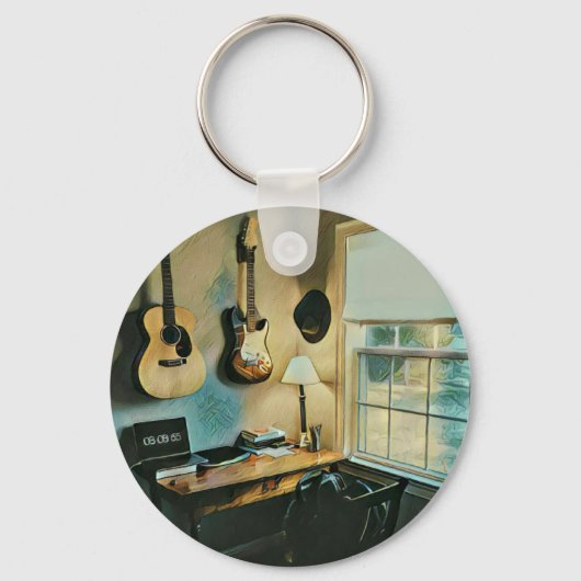 ガールフレンドのためのギターギフト キーホルダー (正面)