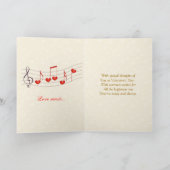 ガールフレンドのバレンタインカード-音楽、ハート、バラ シーズンカード (内部)