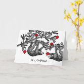 ガールフレンドのバレンタインデーのナマケモノとハート カード (黄色い花)