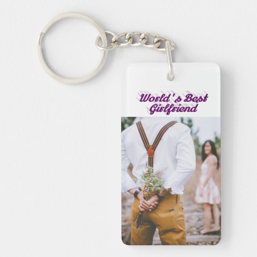 ガールフレンドのフォトパープルスクリプト キーホルダー (正面)