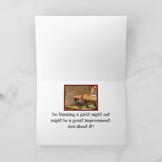 ガールフレンドのユーモア/鶏と一緒に食事 カード (内部)