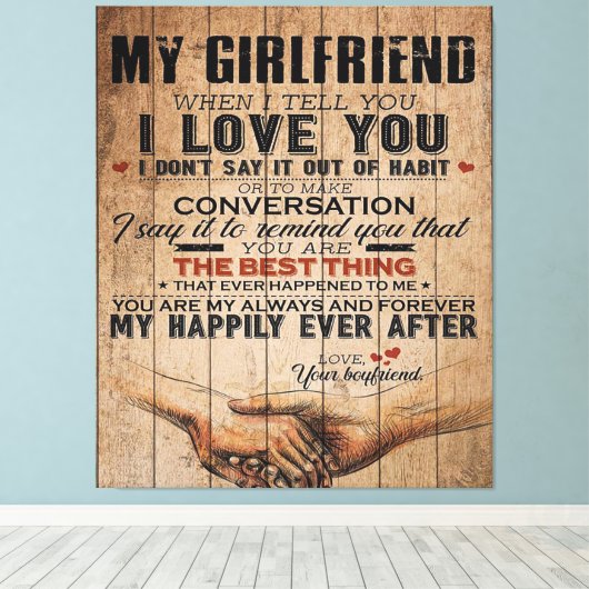 ガールフレンドのラブ引用文 |おもしろい引用文 キャンバスプリント (インサイチュ (ウッドフロア))