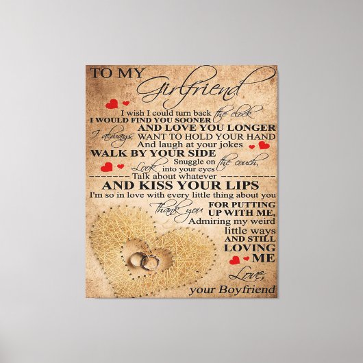 ガールフレンドのラブ引用文 |かわいい家族プレゼント キャンバスプリント (正面)