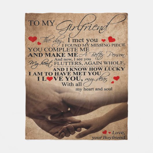 ガールフレンドのラブ引用文 |トレンディー フリースブランケット (正面)
