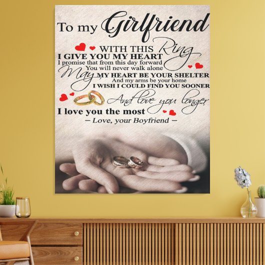 ガールフレンドのラブ引用文 |妻最高のへの贈り物 キャンバスプリント (インサイチュ (リビング))