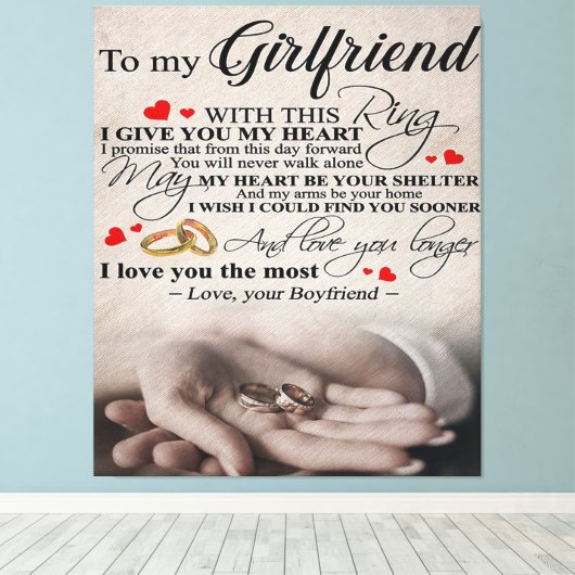 ガールフレンドのラブ引用文 |妻最高のへの贈り物 キャンバスプリント (インサイチュ (ウッドフロア))