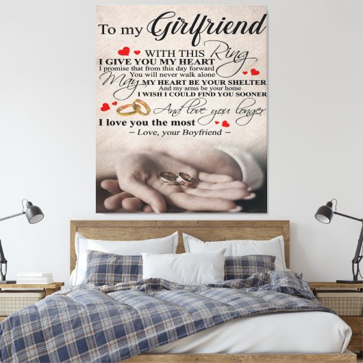 ガールフレンドのラブ引用文 |妻最高のへの贈り物 キャンバスプリント (インサイチュ (寝室))