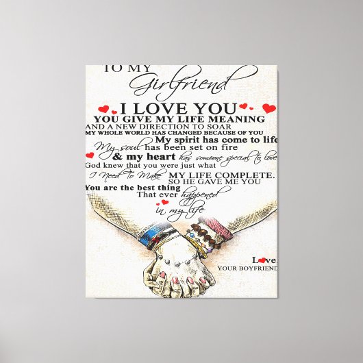 ガールフレンドのラブ引用文 |妻最高のへの贈り物 キャンバスプリント (正面)