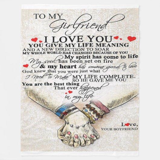 ガールフレンドのラブ引用文 |妻最高のへの贈り物 フリースブランケット (正面)