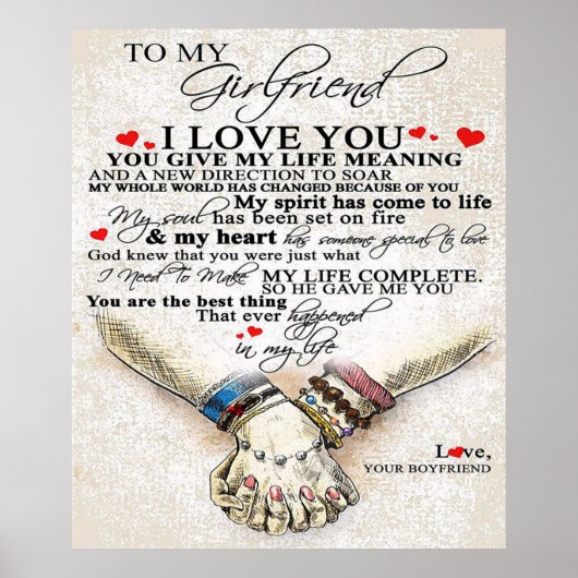 ガールフレンドのラブ引用文 |妻最高のへの贈り物 ポスター (正面)