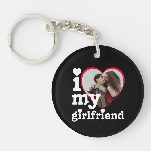 ガールフレンドの写真が大好パーソナライズされたき キーホルダー (正面)
