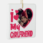 ガールフレンドの写真が大好パーソナライズされたき セラミックオーナメント (右)