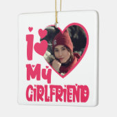 ガールフレンドの写真が大好パーソナライズされたき セラミックオーナメント (左)
