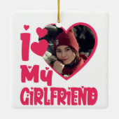ガールフレンドの写真が大好パーソナライズされたき セラミックオーナメント (裏面)