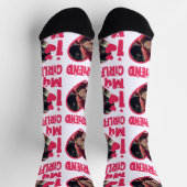 ガールフレンドの写真が大好パーソナライズされたき ソックス (上部)