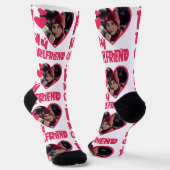 ガールフレンドの写真が大好パーソナライズされたき ソックス (傾斜あり)