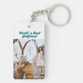 ガールフレンドの写真の緑のスクリプト キーホルダー (裏面)