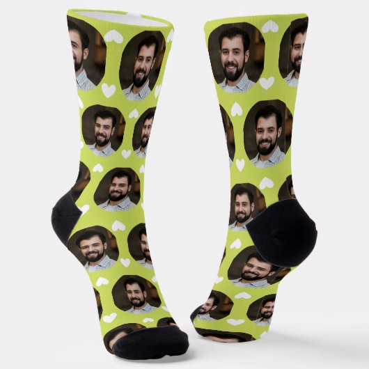 ガールフレンドの写真Chartreuseハート ソックス (傾斜あり)