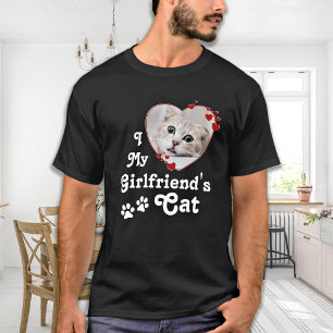 ガールフレンドの猫のハート写真がカスタム大好き Tシャツ