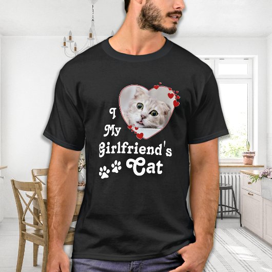 ガールフレンドの猫のハート写真がカスタム大好き Tシャツ
