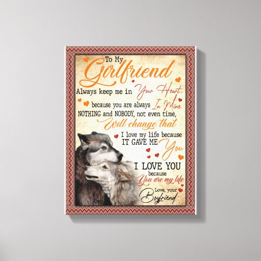 ガールフレンドの贈り物 |ガールフレンドへの手紙 キャンバスプリント (正面)