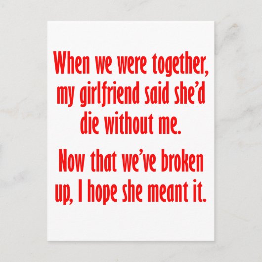 ガールフレンドは私なしで死ぬと言った ポストカード (正面)
