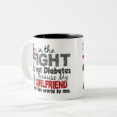 ガールフレンドは私に世界を糖尿病意味します ツートーンマグカップ (正面左)
