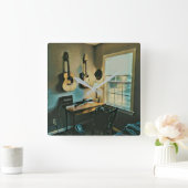 ガールフレンドへのギフト スクエア壁時計 (ホーム)