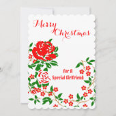 ガールフレンドエレガントメリークリスマスレッドローズフローラ シーズンカード (正面)