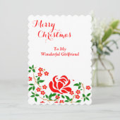 ガールフレンドエレガントメリークリスマスレッドローズフローラ シーズンカード (スタンド正面)